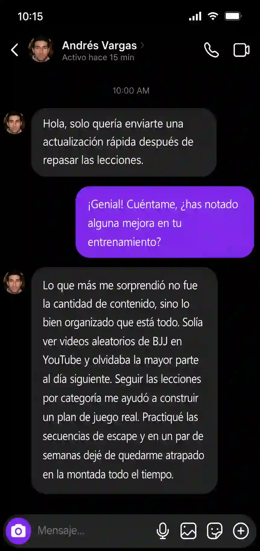 Testimonio de WhatsApp 2