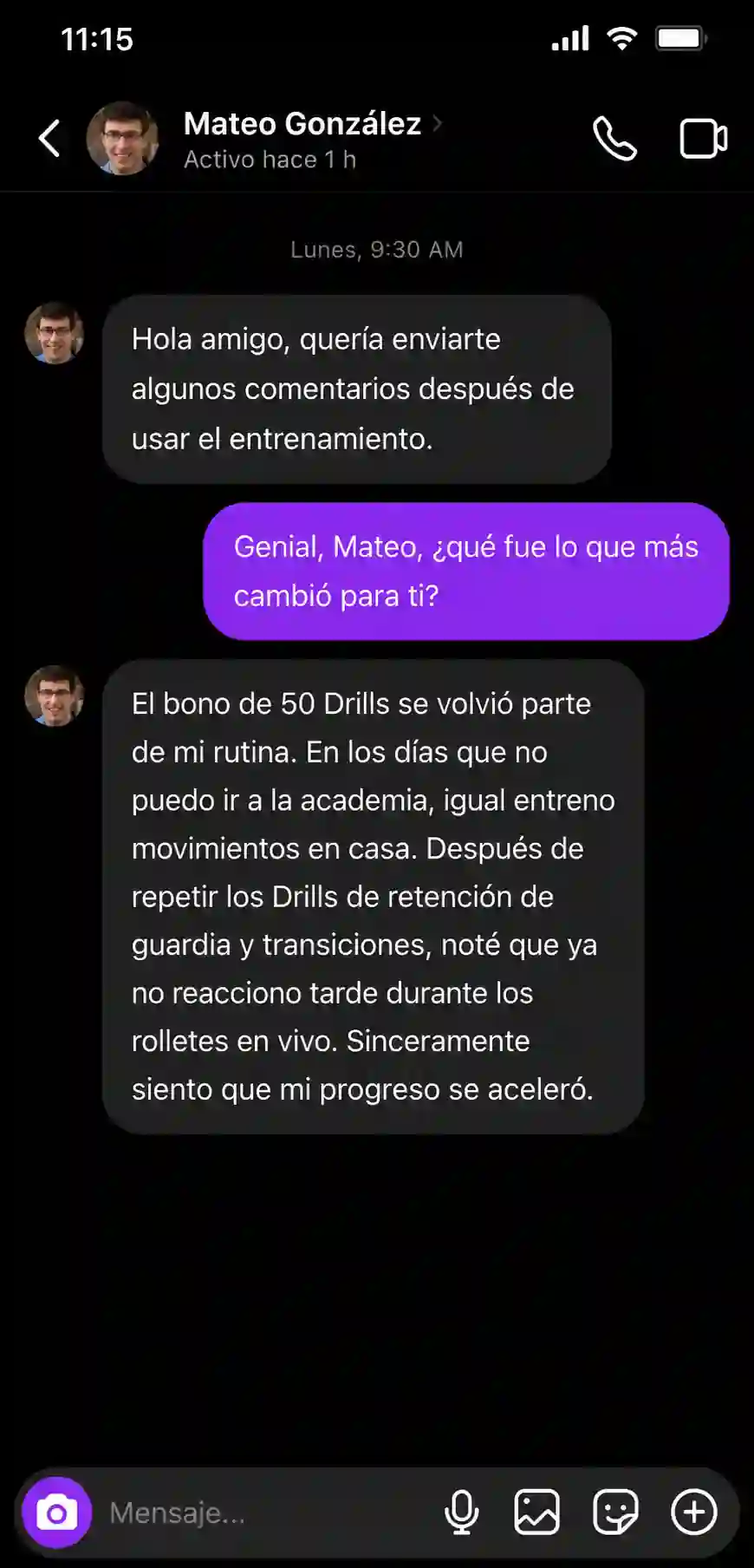 Testimonio de WhatsApp 5