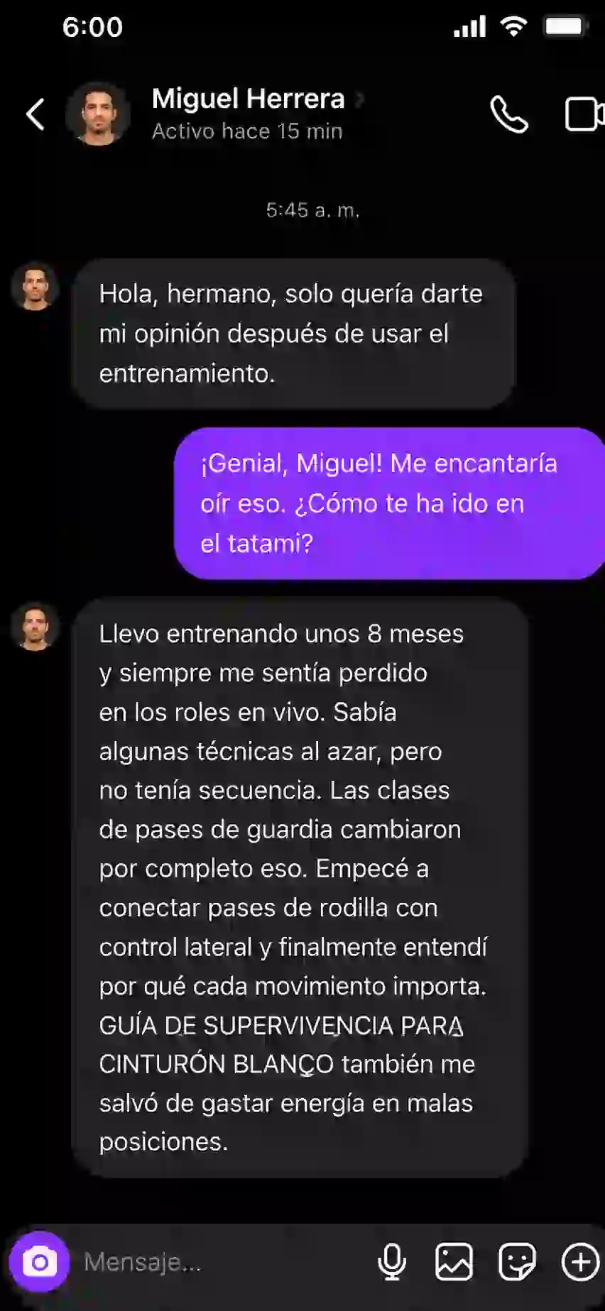 Testimonio de WhatsApp 1