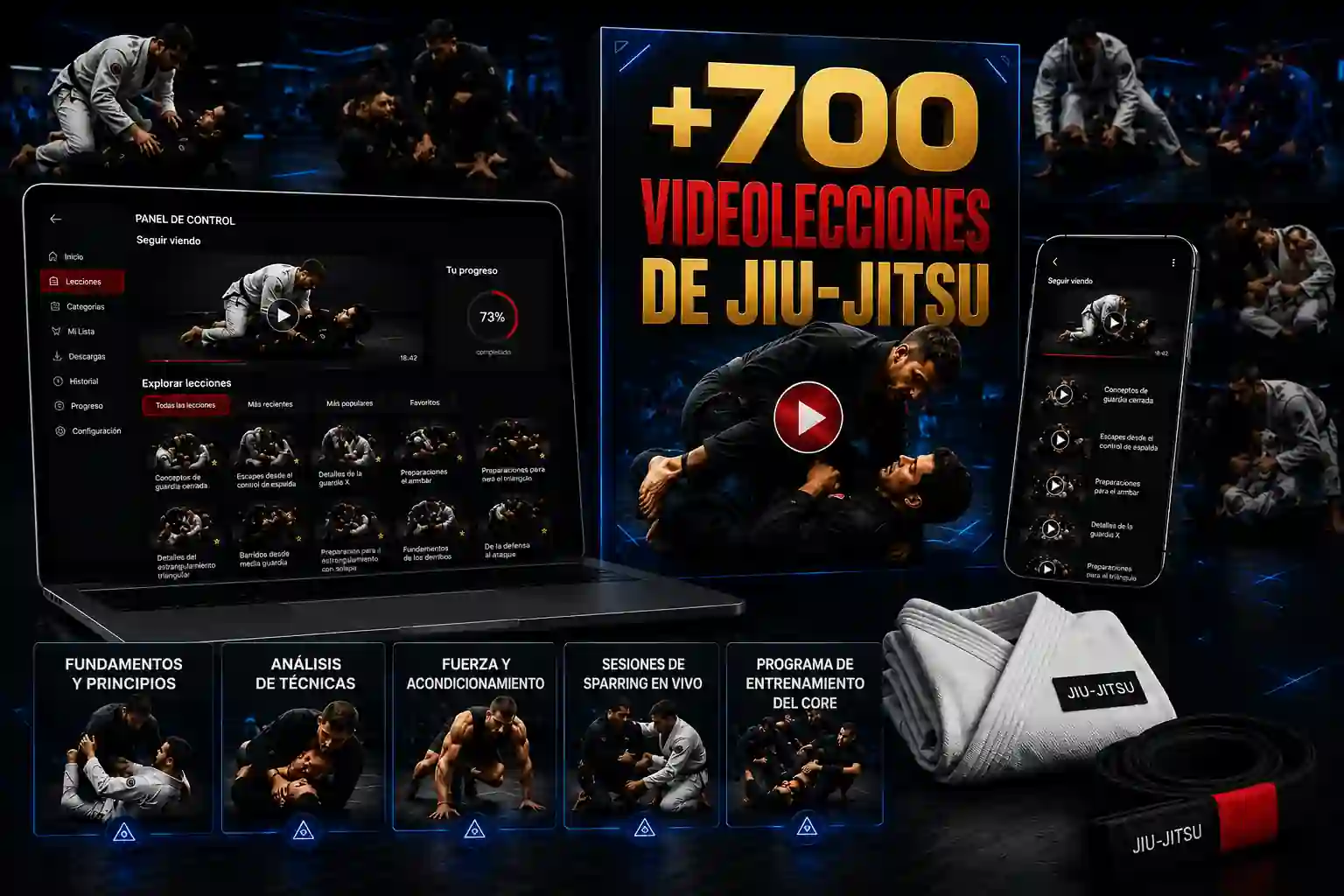 Maqueta de la biblioteca de videolecciones de la Academia de Jiu-Jitsu